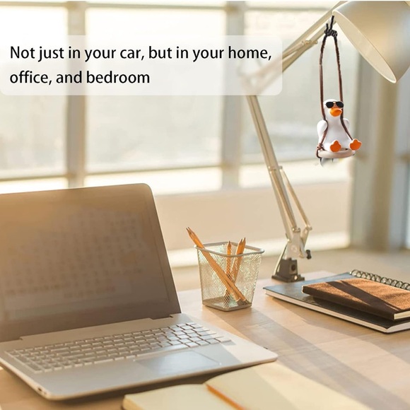 NEW| Adorable Unique Swinging White Duck With Sunglasses Car Hanging Pendant - Picture 8 of 9